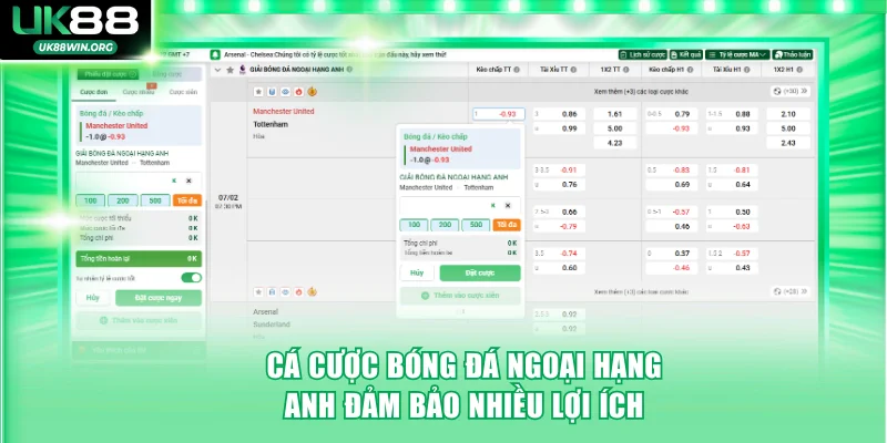 Cá cược bóng đá Ngoại hạng Anh đảm bảo nhiều lợi ích